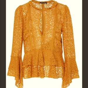 Marissa Webb mustard lace blouse, size S